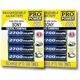 Pro Series Premium High Capacity AA 2700 mAh Rechargeable Ni-MH Battery 8-PACK