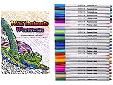 Fineliner Pens Set + Exclusive Adult Coloring Book. Beautiful Colors Fine Felt Tip Markers for Drawing, Details, Coloring Books and More.