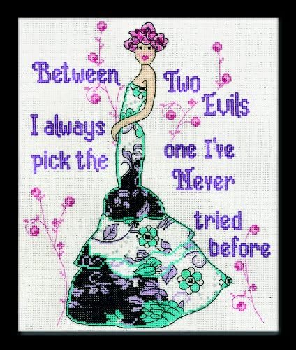 Tobin DW2832 14 Count Counted Cross Stitch Kit, 8 by 10-Inch, Two Evils