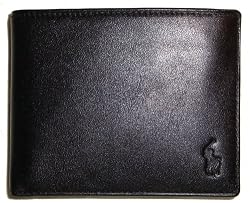Men's Polo By Ralph Lauren Passcase Wallet Black w/ Logo