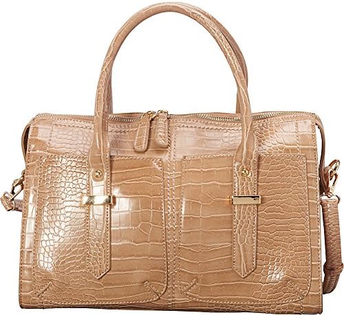 SW Global Enola Glossy Crocodile Pattern Satchel (Beige)