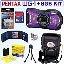 Pentax Optio WG-1 Adventure Series 14 MP Waterproof Digital Camera (Purple) + 8GB Accessory Kit