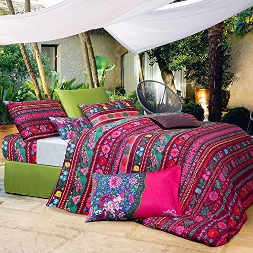 Norson Bohemian Style Bedding Bohemian Duvet Covers Boho Chic Bedding Set Sabanas Sheet 4 Pieces Full Queen (Full, 1)