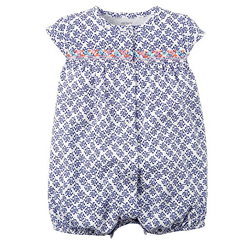 Carter's Baby Girls 1-piece Print Snap-Up Romper (6 Months, Blue Medallion )