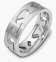 Designer 14 Karat White Gold Puzzle Style Unique Wedding Band Ring