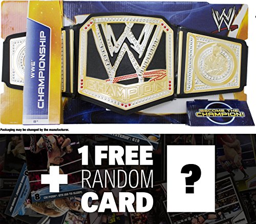 WWE World Championship Belt + 1 Free Official WWE Trading Card Bundle