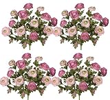Four Pieces of 18" Artificial Ranunculus Flower Bushes