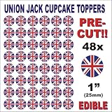 from AVM BAG of 48 x 1 UNION JACK FLAG FAIRY CUP CAKE TOPPERS - EDIBLE & PRE-CUT !!