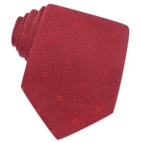 Fendi Red Mini Squares and Logos Woven Silk Tie