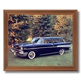1957 Black Chevrolet Chevy Nomad Picture Oak Framed Art Print