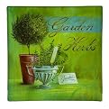 Garden Herbs Glass Serving Platter - 14"