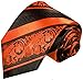 Fire Orange and Black Paul Malone Silk Tie and Pocket Square