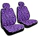 BDK Purple Zebra Seat Covers and Floor Mats Set Fur Print Complete - Full Set, Universal Fit