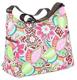 OiOi Pink Floral Bouquet Hobo Diaper Bag with Water Resistant Finish