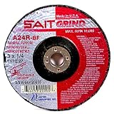SAIT 20013 Type 27 4-Inch x 1/4-Inch x 5/8-Inch 13500 Max RPM Grade A24R Long Life Depressed Center Grinding Wheels - 25 Pack