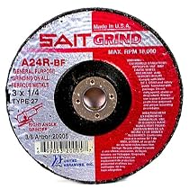 SAIT 20013 Type 27 4-Inch x 1/4-Inch x 5/8-Inch 13500 Max RPM Grade A24R Long Life Depressed Center Grinding Wheels - 25 Pack