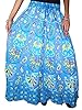 Women's Bohemian Maxi Skirt Blue Elephant Paisley Printed Cotton Skirts