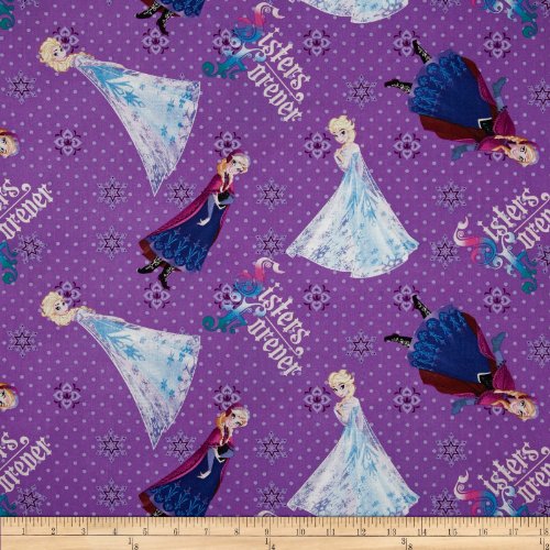 Disney Frozen Sister's Forever Character Toss Purple Fabric