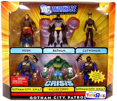  DC UNIVERSE JUSTICE LEAGUE UNLIMITED GOTHAM CITY PATROL 6 PACK: HUSH, BATMAN, CATWOMAN, KILLER CROC, GOTHAM CITY S.W.A.T.
