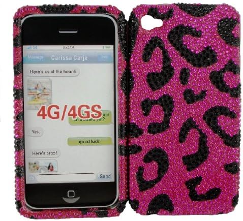 Girl Talk Cases Pink crystal bling leopard iPhone 4 and 4s case and cover