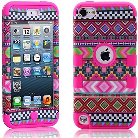 Noarks ® iPod Touch 5 Case - Tribal Print Shockproof Armor Combo Case with Plastic + Silicone for Apple iPod Touch 5 (Tribal Pattern Rose)