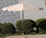 Solid Beige with White Stripe 10' Feet Adjustable Outdoor/backyard/patio/pool/market Table Tilt Umbrella with Valance Pole Dia 1 7/8