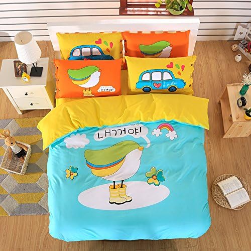 Crazy Mall lovely bird Bedding Girls boy Duvet Cover Set Cotton 4pcs (Full)