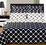 8pc Modern Navy Blue White Bedding Duvet Cover Set Queen