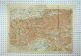 1929 COLOUR MAP AUSTRIA STREET PLAN WIEN RIVER DONAU