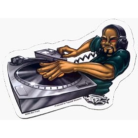DJ Spinning Vinyl Record Album on Turntable - Sticker / Decal