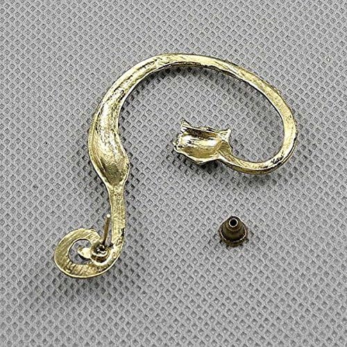 2 Pieces Earrings Ear Earring Supplies Hooks Stud Cuff Clip Punk XF130B Left Side Cat