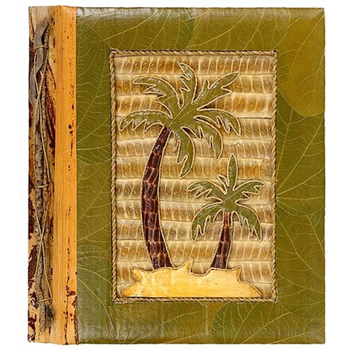 All Natural 80 Photo Handmade Photo Album - Two Palm Trees Design