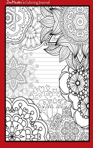Coloring Journal (red): Therapeutic journal for writing, journaling, and note-taking with coloring designs for inner peace, calm, and focus (100 ... and stress-relief while writing.) (Volume 12)