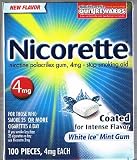 Nicorette 4mg Coated White Ice Mint Gum 100 Pcs.
