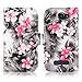 Alcatel One Touch - Cellularvilla Pu Leather Wallet Card Flip Open Pocket Case Cover Pouch for Alcatel One Touch Fierce 2 7040T (Black Pink Flower)