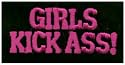 GIRLS KICK ASS! - Pink on Black - Embroidered Iron On or Sew On Patch