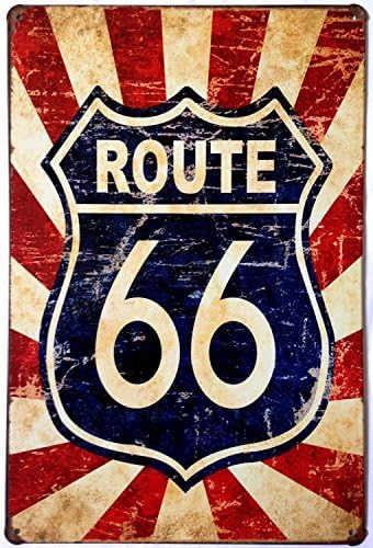 Classic Route Us 66 Retro Vintage Tin Sign 12" X 8" Inches, a Two-sided Postcard Made By Smiel Buy Is Included