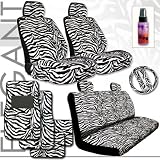Brand New Premium Grade Zebra Print Low Back Front and Rear Seat Covers Set with... by yupbizauto