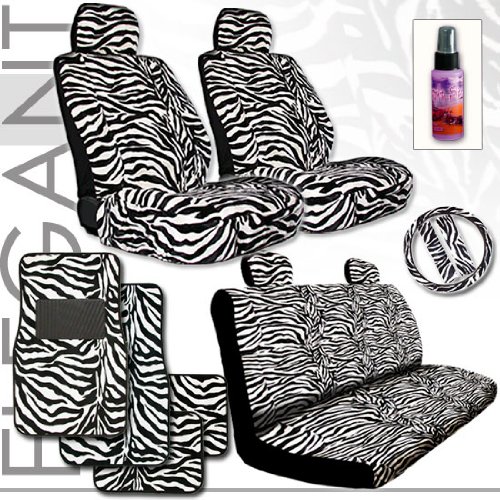 Brand New Premium Grade Zebra Print Low Back Front and Rear Seat Covers