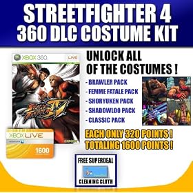 STREET FIGTHER IV (4) (XBOX 360) + 1600 XBOX LIVE CARD FOR DOWNLOADABLE CONTENT OF ALL COSTUME PACKS! + FREE COMPLIMENTARY MICRO FIBER CLEANING CLOTH