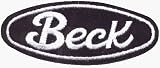 Beck - Oval Ford Style Logo, White on Blue - Embroidered Iron On or Sew On Patch