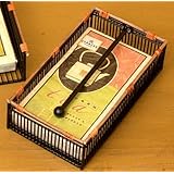 Metal and Rattan Guest Napkin Holder/Towel Tray