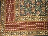 Block Print Tapestry-Throw-Versatile Decor-Green-Twin