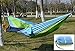 Double Parachute Hammock, Noza Tec Portable Lightweight Nylon Fabric Camping Hammock for Backpacking, Travel, Beach, Yard. Straps Included (Light Blue/Green)