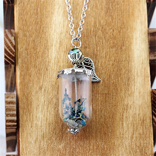 Floral Wish Bottle Pendant Necklace 20