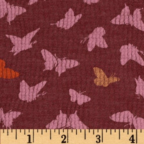 48 Wide Thermal Knit Butterflies Pink Fabric By The Yard