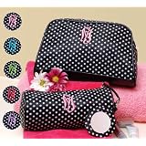 Black and White Polka Dot Travel Cosmetic Bag Set by Cathys Concepts