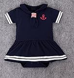 ＳＭ女の子 半袖 天竺セーラーロンパース　カバーオール 半袖 夏 ロンパース 女の子 男の子　ホワイト　ブラック　カジュアル (95, ブラック-スカート)