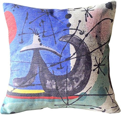 Modern Joan Miró Abstract Colourful Gorgeous Painting Sofa Simple Home Decor Design Throw Pillow Case Decor Cushion Covers Square 18*18 Inch Beige Cotton Blend Linen