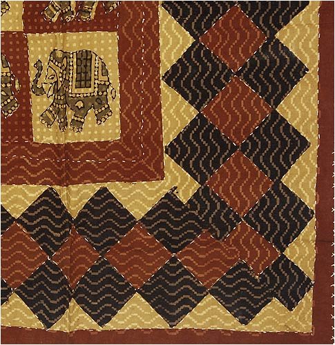 ShalinCraft Accessories For Home Double Layered Embroidered Cotton Bed Cover India Wood Block Prints